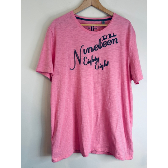 Ted Baker Embroidered 1988 Pink Cotton Crew Neck T'Shirt Men's Size 6 XL - Picture 11 of 11